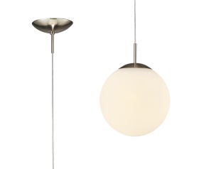 D0122  Miranda 25cm Glass Pendant 1 Light Satin Nickel